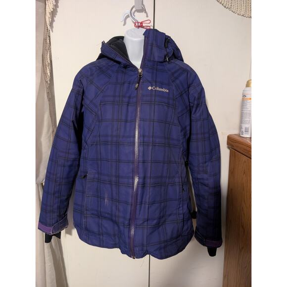 Columbia Interchange Omni-Shield Women’s Medium Hooded Jacket Purple Plaid - Picture 1 of 10
